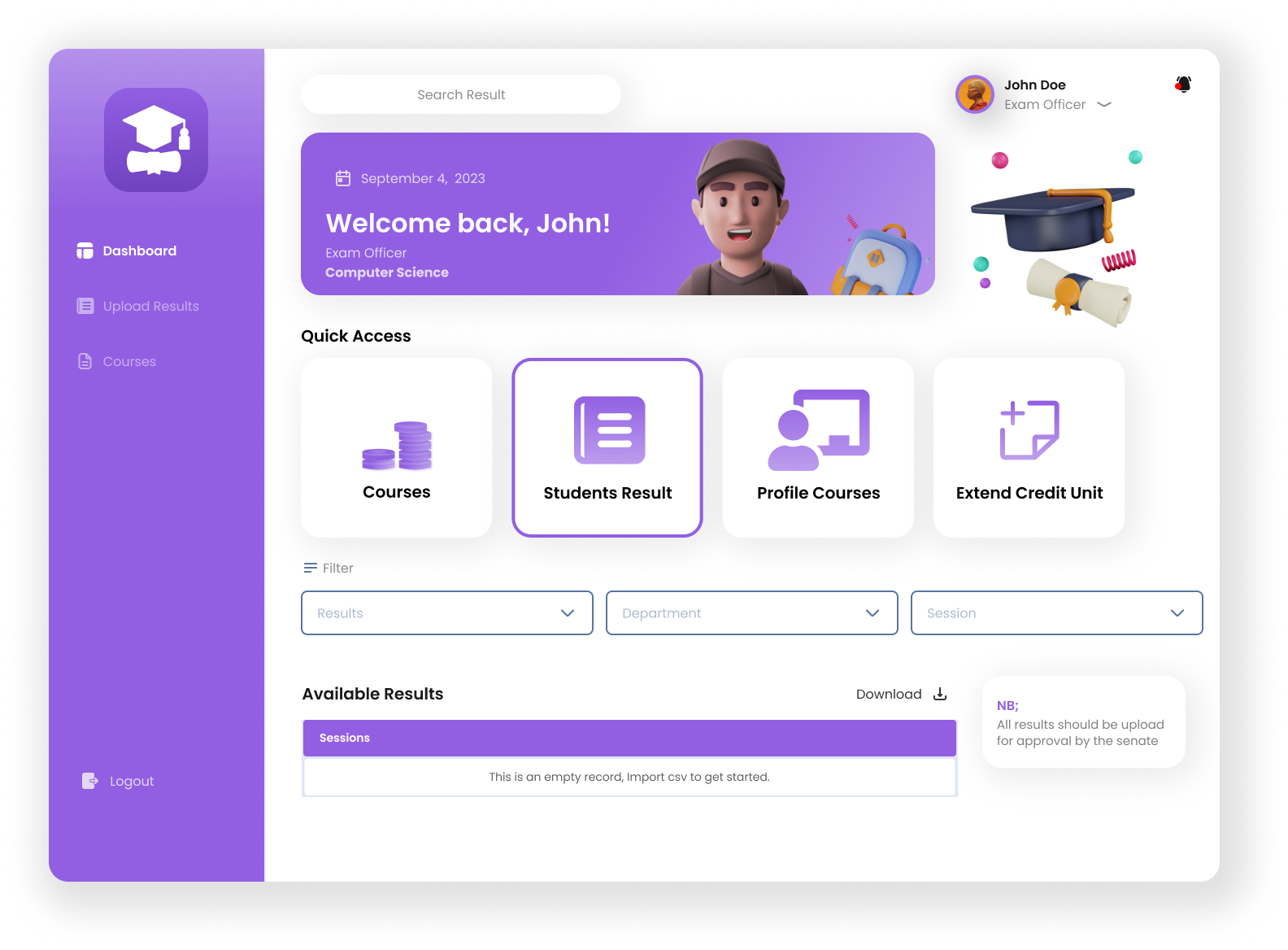 School Portal Interface